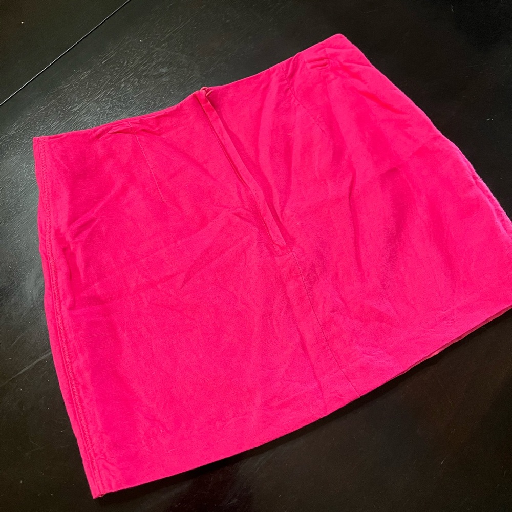 Spring H&M mini skirt SZ 4 viscose linen lined bright pink